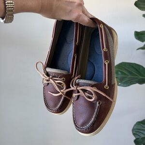 Sperry Top-Sider Women’s Size 8.5M Brown Leather Boat Shoes Lace Up Casual
